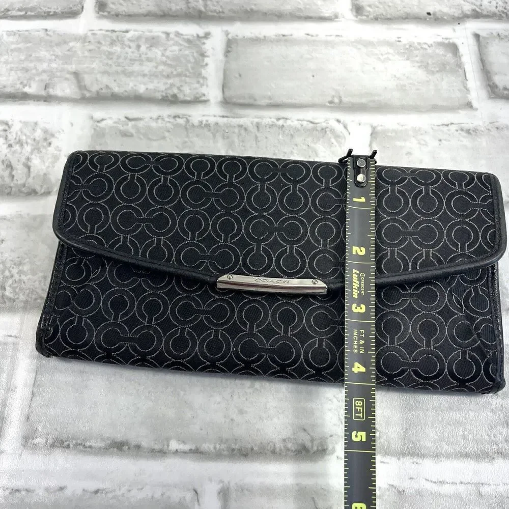 Coach Madison Op Art Black Envelope Signature Slim Envelope Wallet